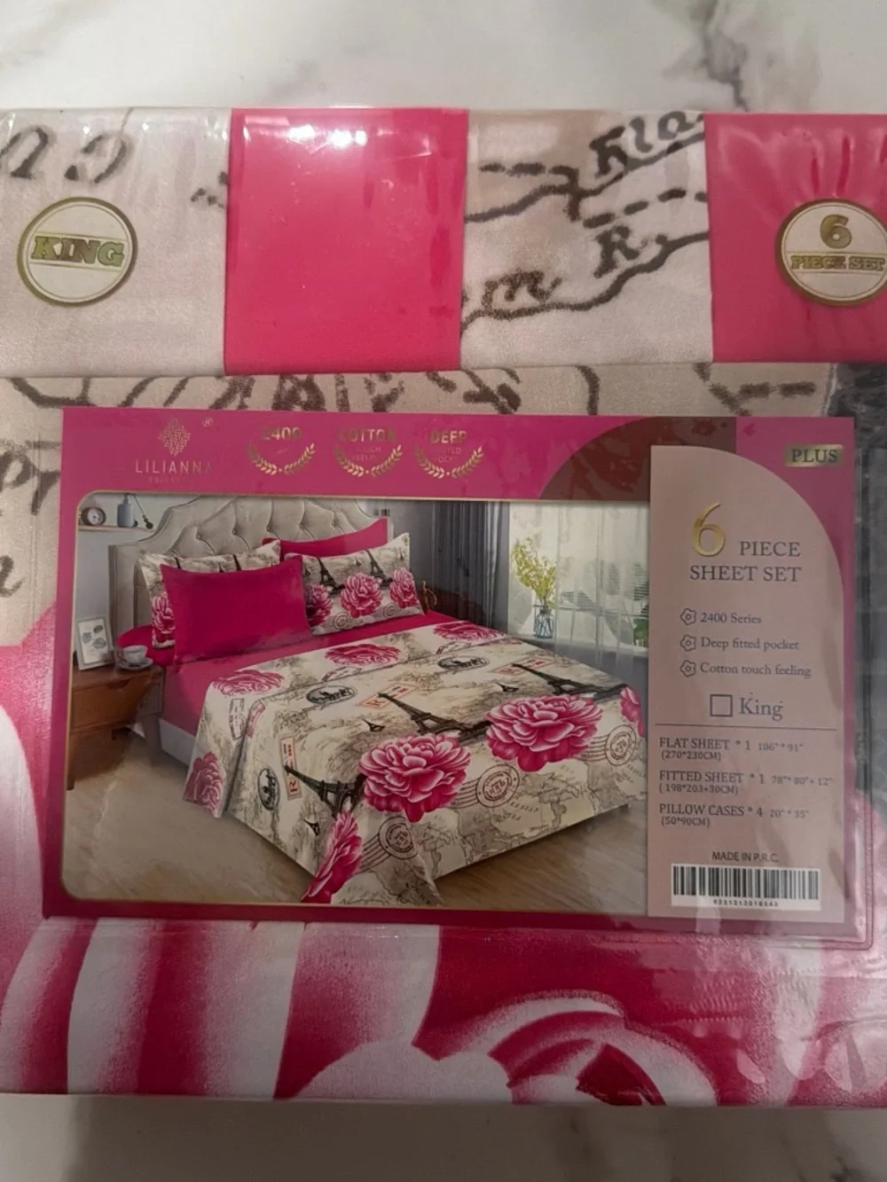 Liliana Pink and Cream Floral King Sheet Set